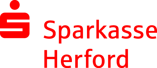 Sparkasse Herford Logo in roter Schrift mit dem typischen Sparkassen-Symbol