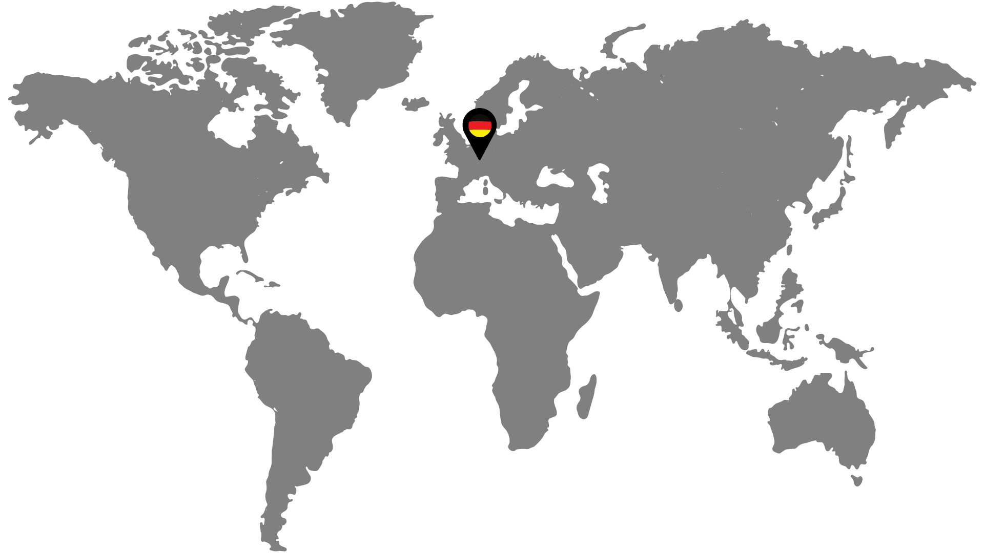 Weltkarte mit einem Markierungspunkt über Deutschland, symbolisierend die Zweigniederlassungen ausländischer Firmen in Deutschland.